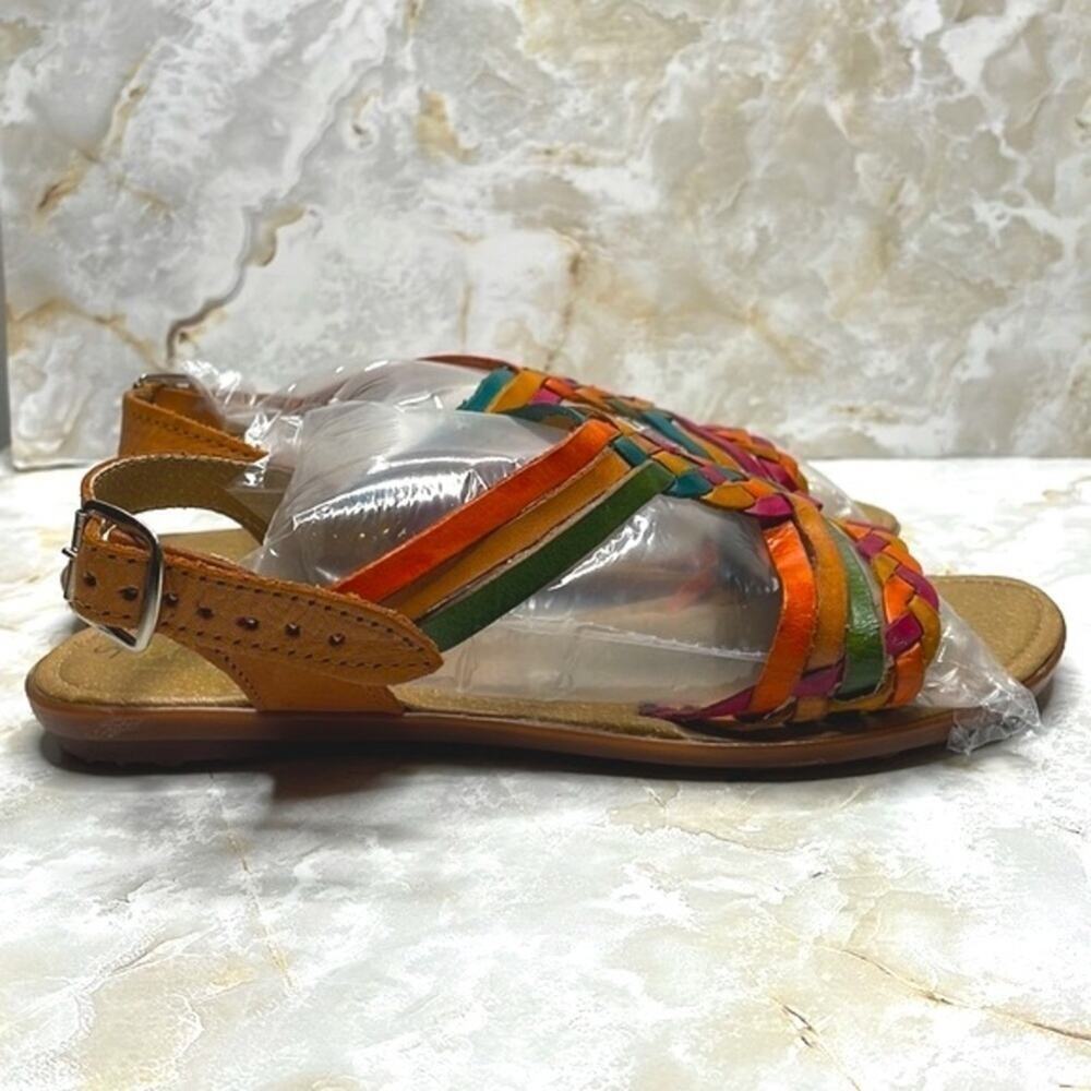 Raguer Artisan Unique Vibrant Boho Heurache Style Leather Sandals - Picture 3 of 8